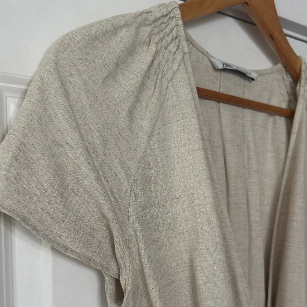 Zara Cream Jumpsuit with Belt and pockets